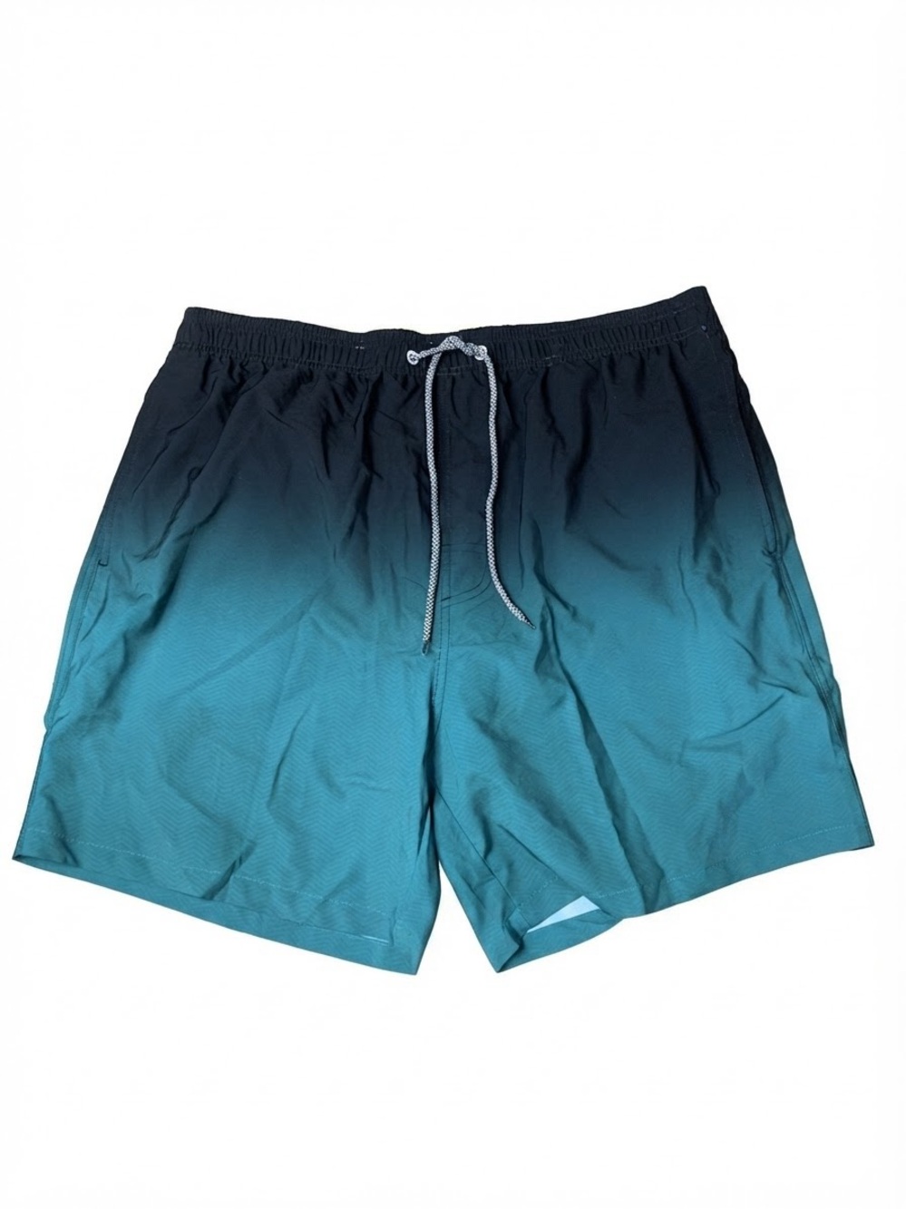 Men’s Ombre Swim Trunks Board Shorts Teal Black XL